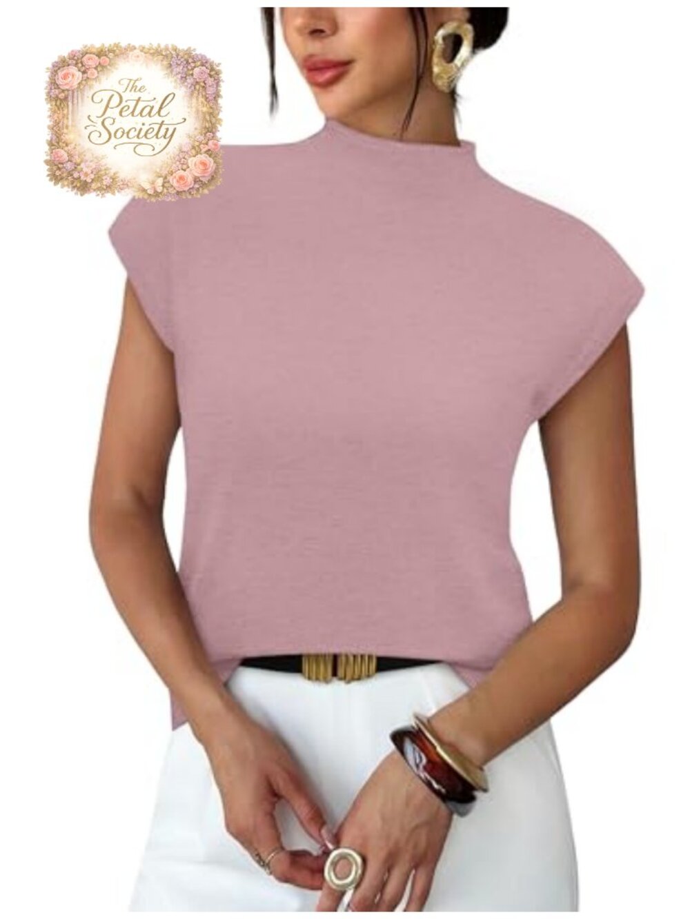 Womens Short Sleeve Mock Neck Knit Sweater Top Lightweight Summer Basic